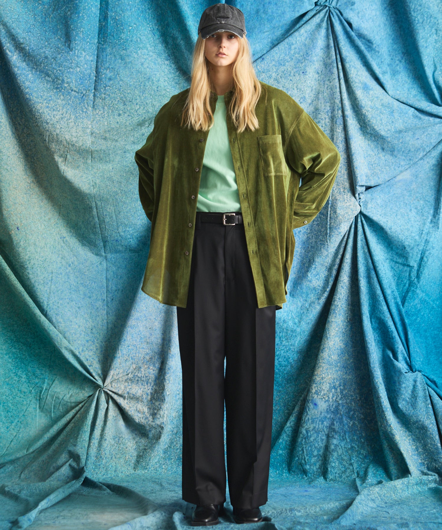 Prime-Over Flocky Print Regular Collar Shirt Coat