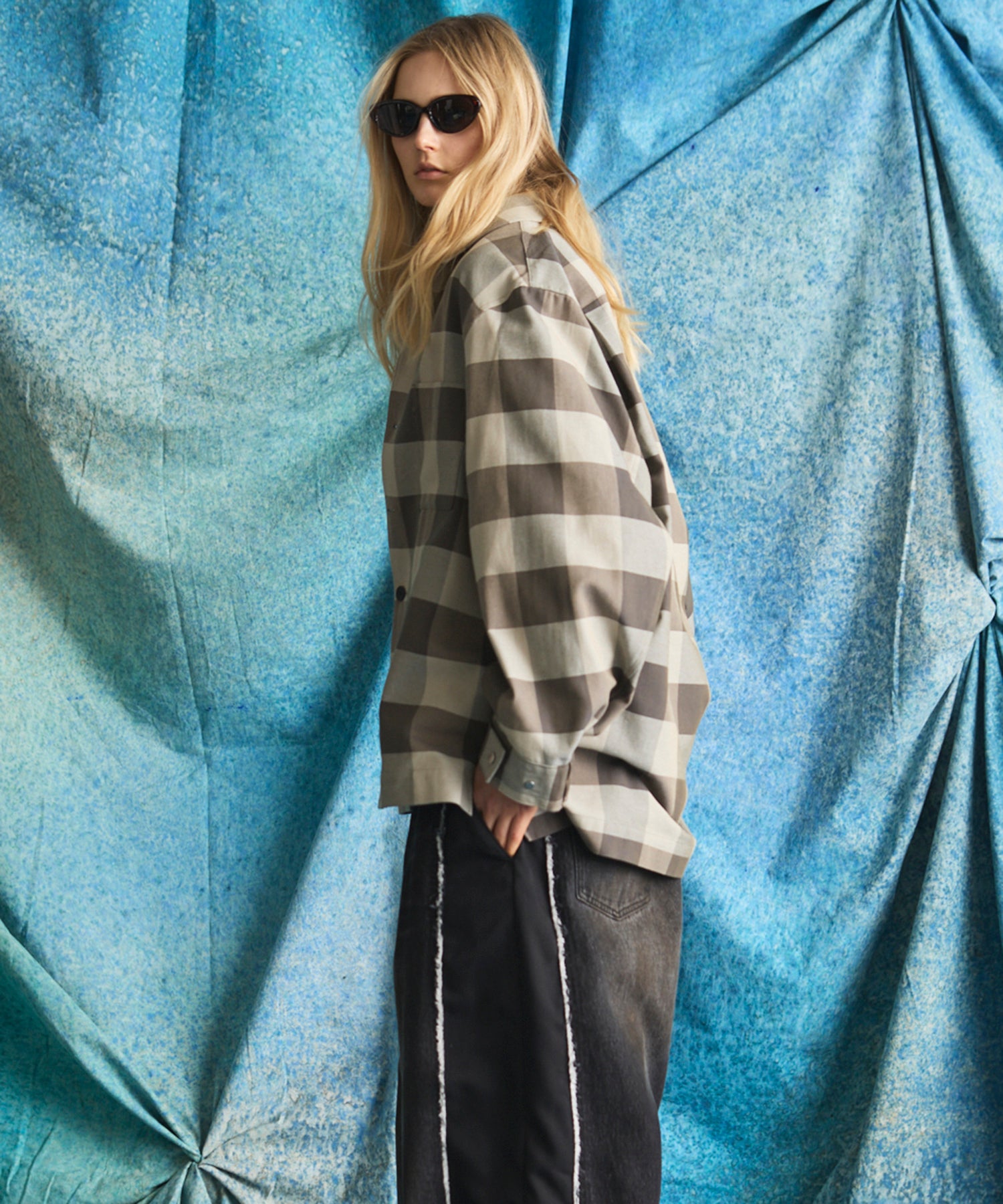 【Italian Dead Stock Fabric】Prime-Over Regular Collar Heavy-Weight Flannel Shirt Blouson