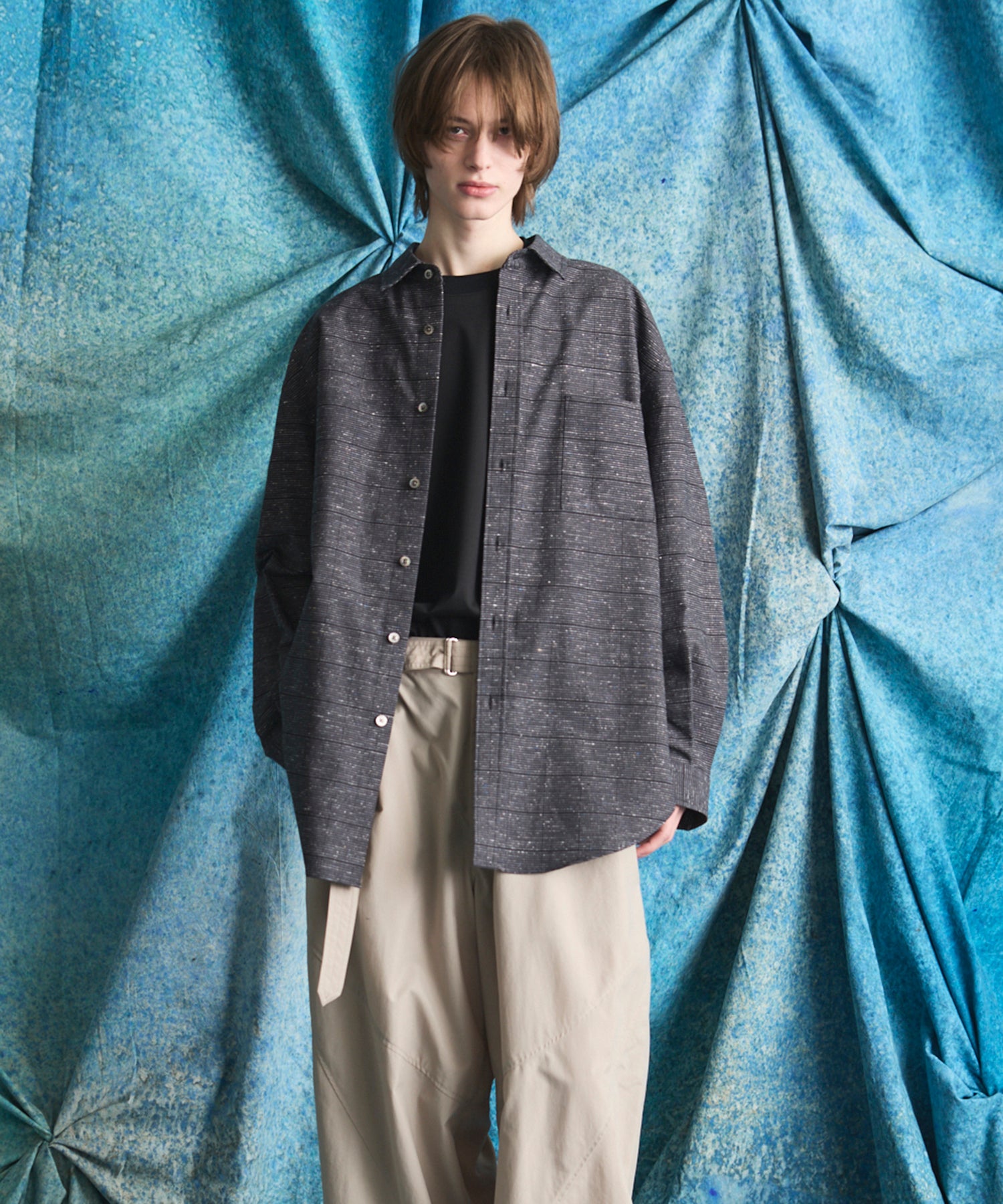 【Italian Dead Stock Fabric】Prime-Over Maxi Regular Collar Shirts Coat