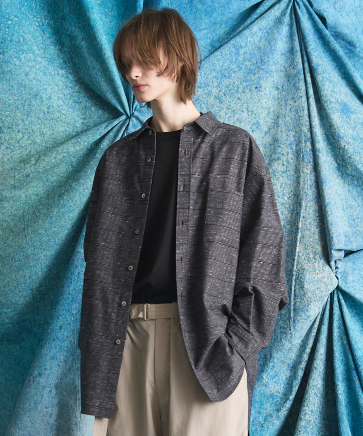 【Italian Dead Stock Fabric】Prime-Over Maxi Regular Collar Shirts Coat