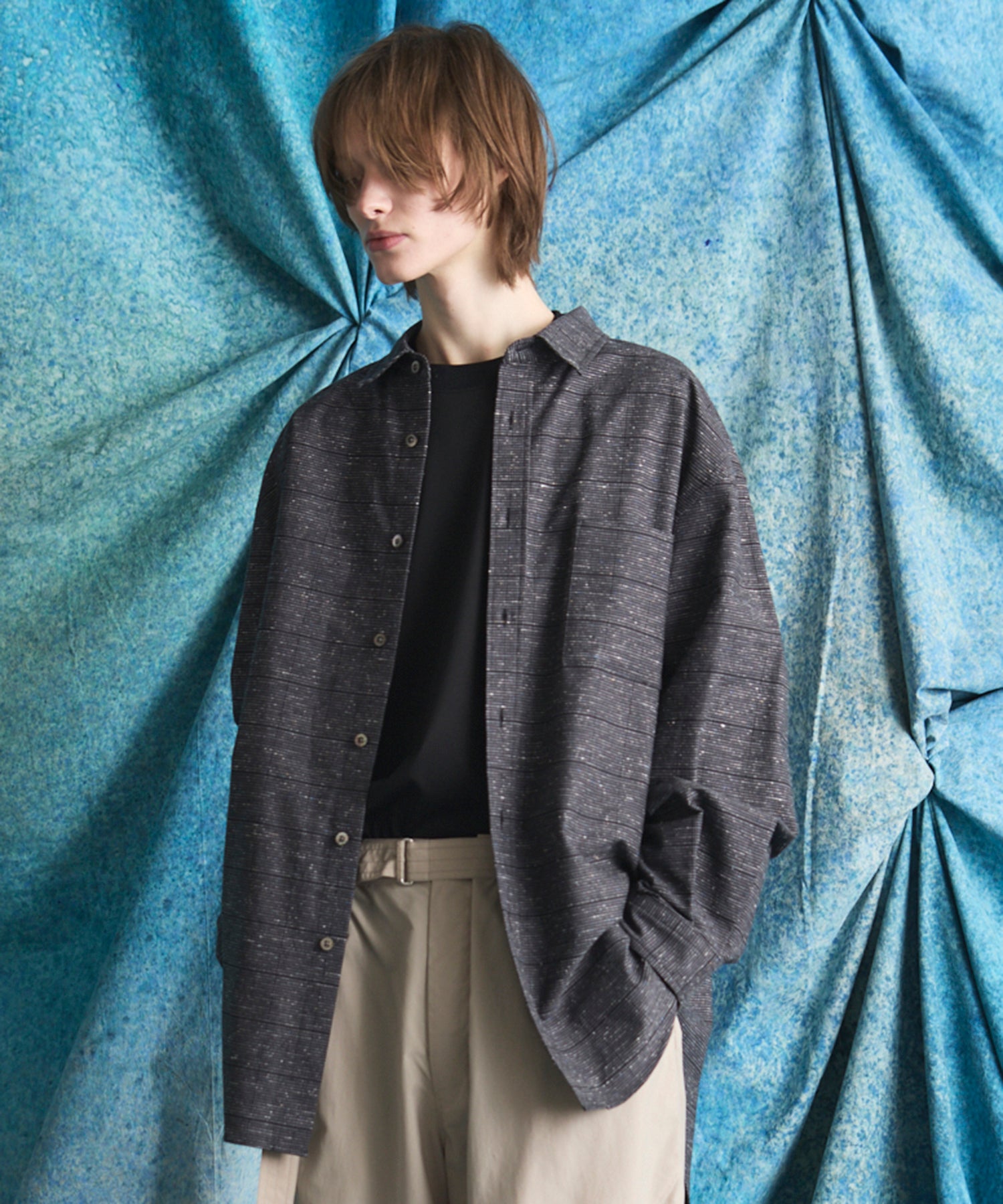 【Italian Dead Stock Fabric】Prime-Over Maxi Regular Collar Shirts Coat