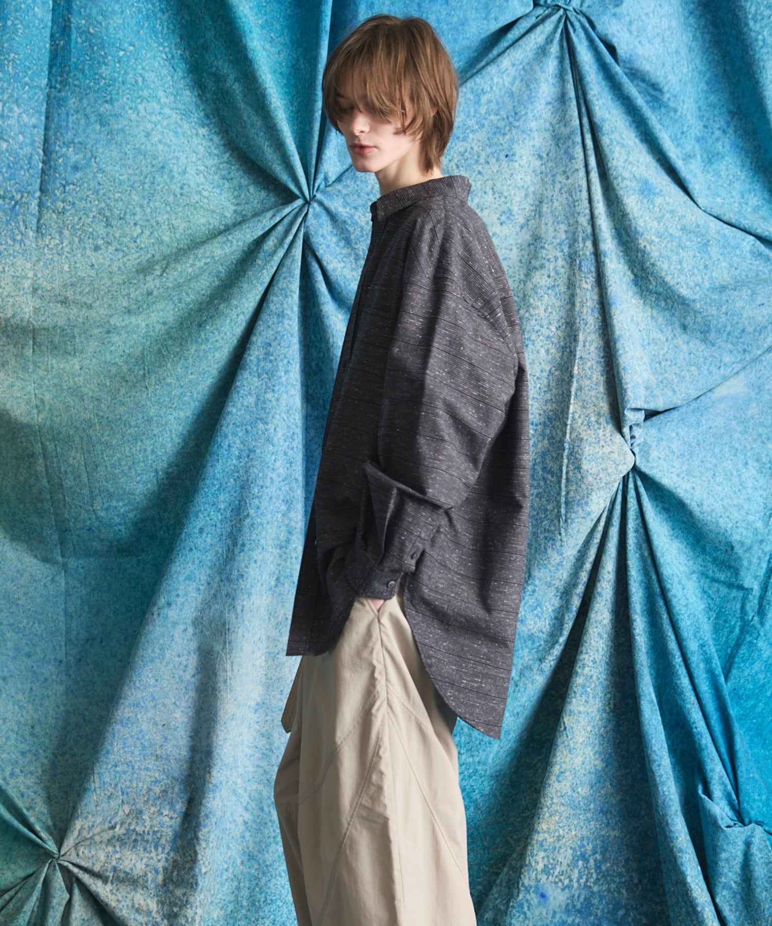 【Italian Dead Stock Fabric】Prime-Over Maxi Regular Collar Shirts Coat