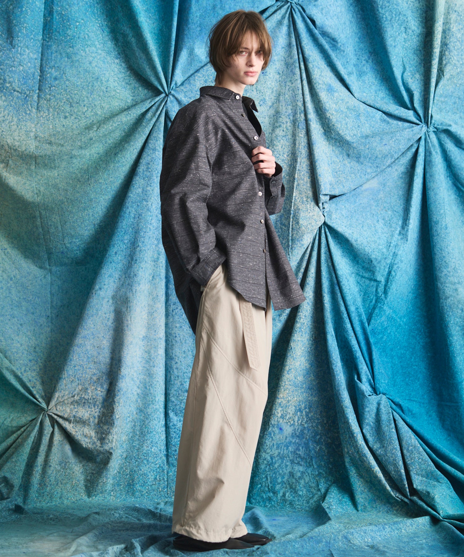 【Italian Dead Stock Fabric】Prime-Over Maxi Regular Collar Shirts Coat