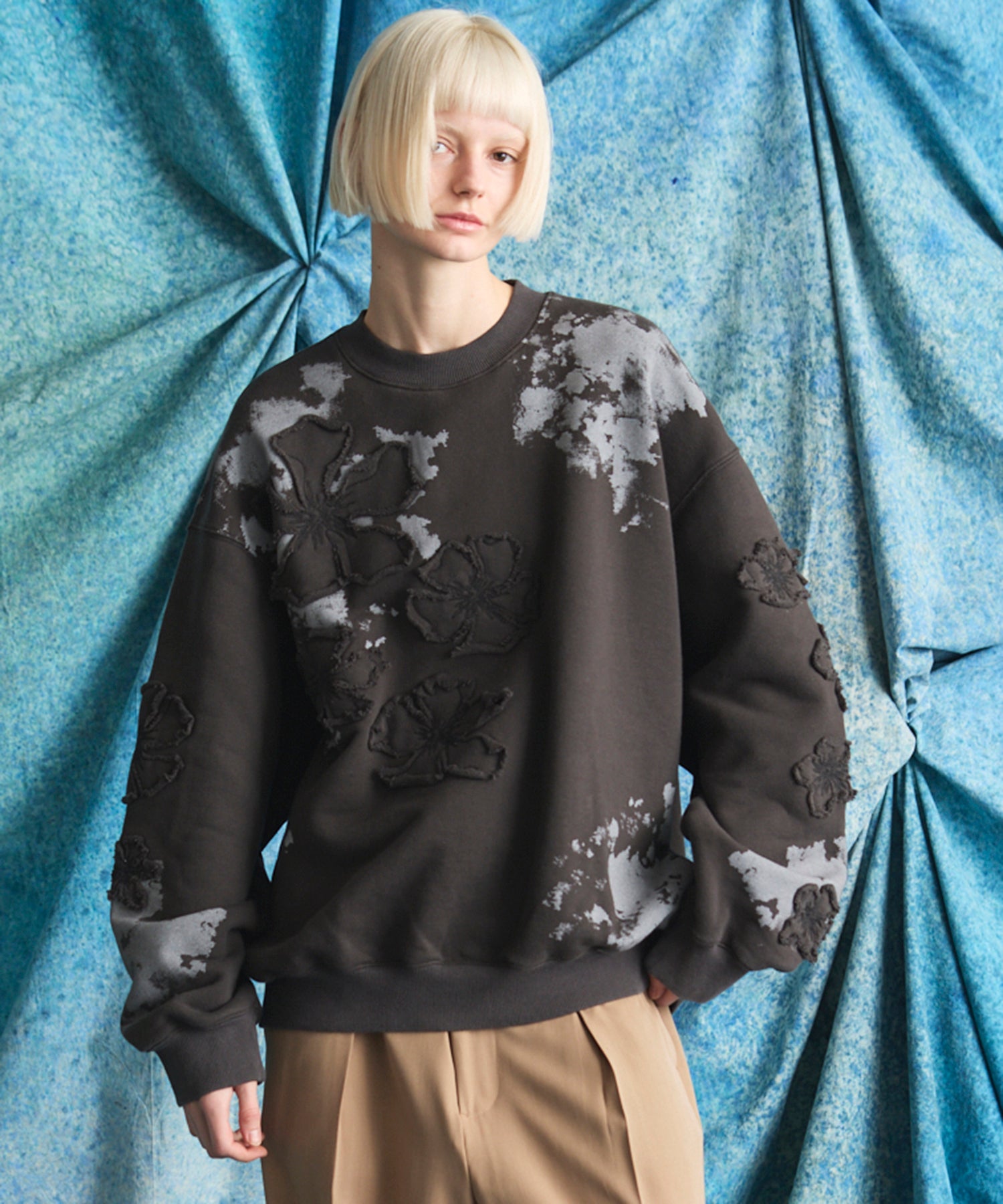 Flower Patch Prime-Over Crew Neck Sweatshirt