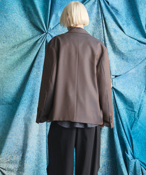 4 Colors Chambray Washable Wool Prime-Over Peaked Lapel Double Breasted Jacket