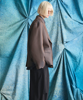 4 Colors Chambray Washable Wool Prime-Over Peaked Lapel Double Breasted Jacket