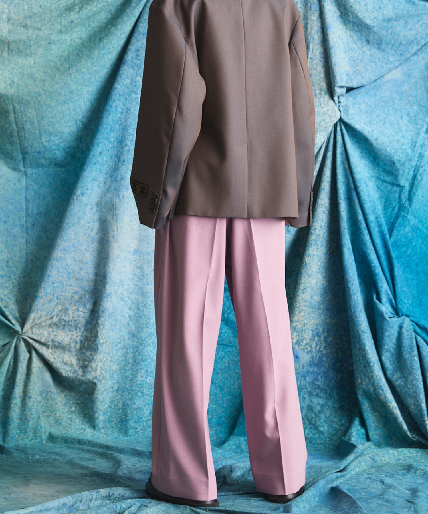 4 Colors Chambray Washable Wool Peaked Lapel Double Breasted Jacket