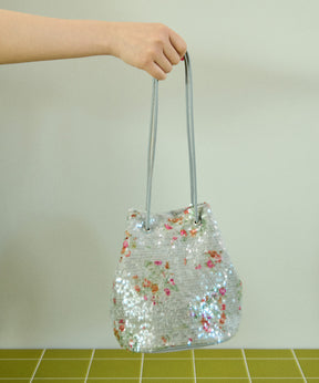 Flower Sequin Drawstring Bag