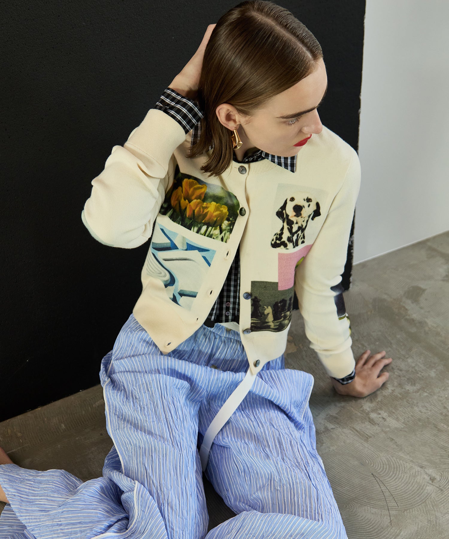 Photo Collage Compact Knit Cardigan