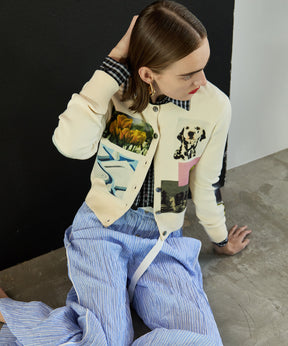 Photo Collage Compact Knit Cardigan