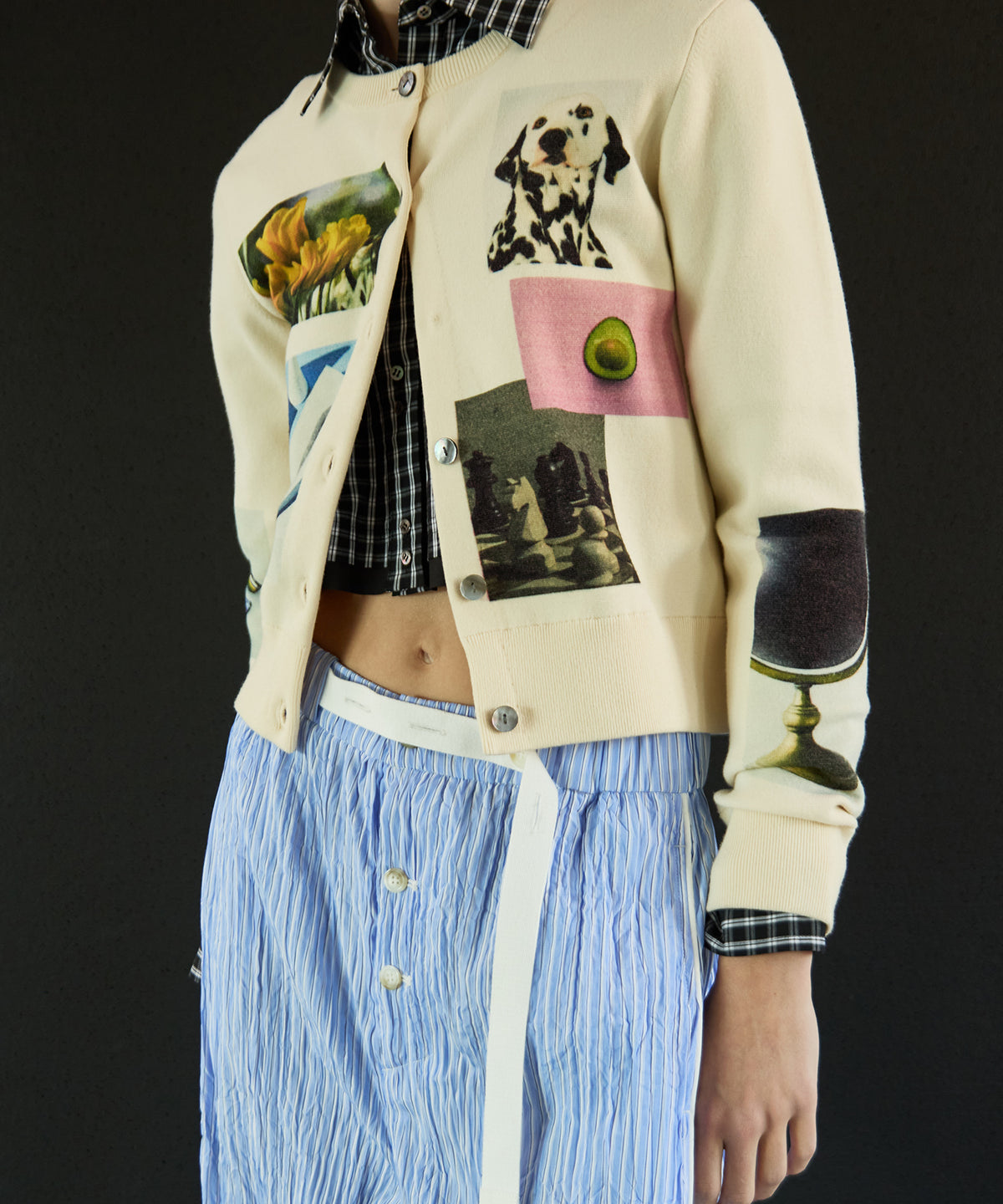 Photo Collage Compact Knit Cardigan