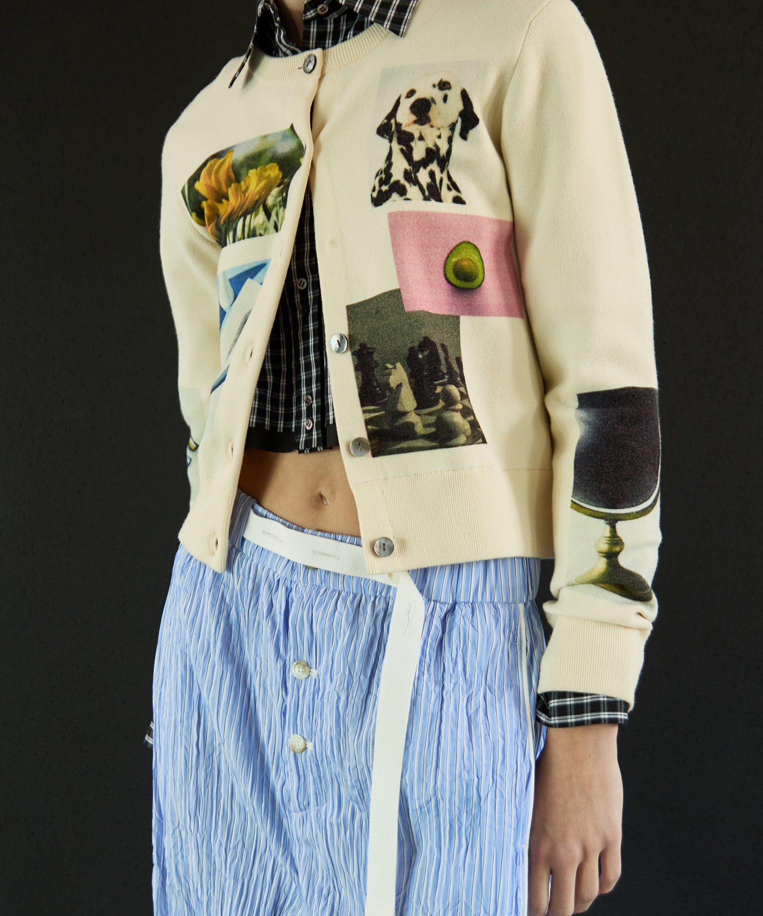 Photo Collage Compact Knit Cardigan