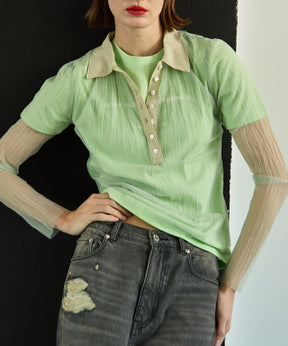 Three-Piece Sheer Polo Top
