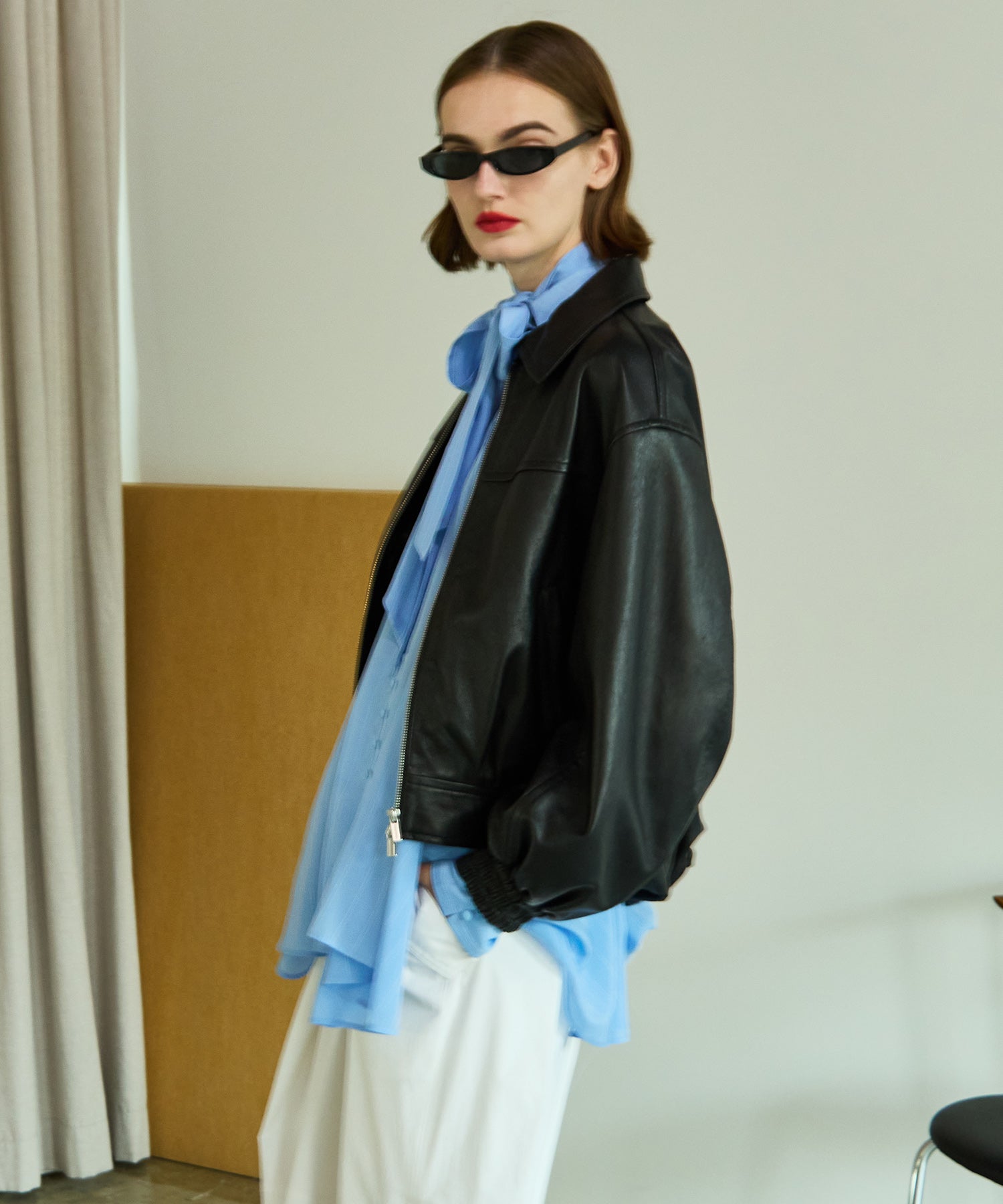 Voluminous Leather Blouson