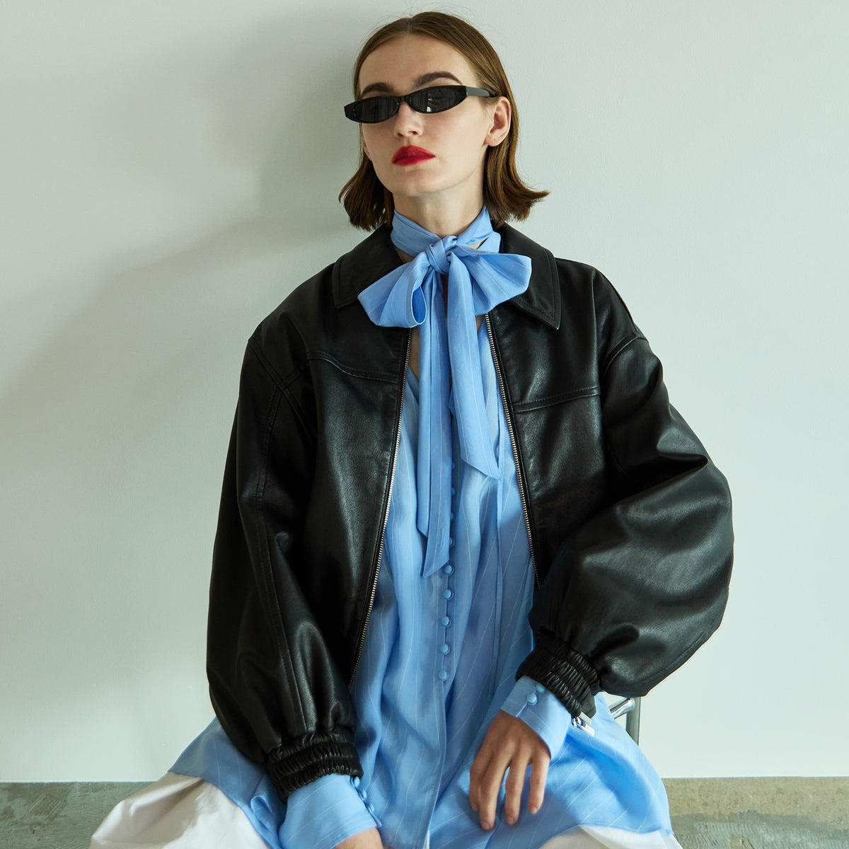 Voluminous Leather Blouson