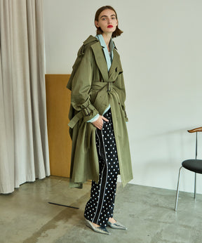 Drape Scarf Long Trench Coat
