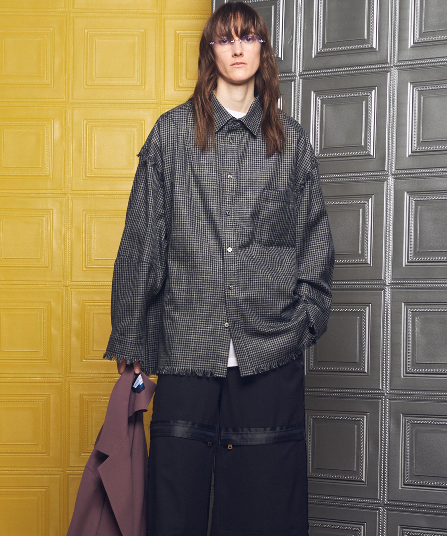 Italian Dead Stock Fabric Prime-Over Regular Collar Heavy-Weight Flannel Shirt Blouson