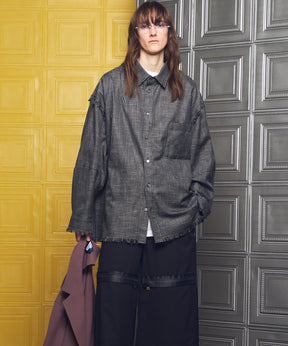 Italian Dead Stock Fabric Prime-Over Regular Collar Heavy-Weight Flannel Shirt Blouson