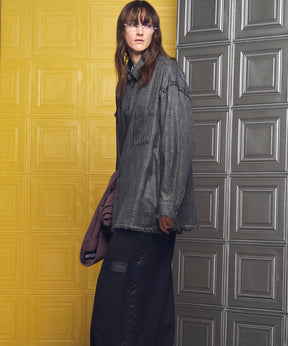 Italian Dead Stock Fabric Prime-Over Regular Collar Heavy-Weight Flannel Shirt Blouson