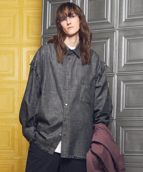 Italian Dead Stock Fabric Prime-Over Regular Collar Heavy-Weight Flannel Shirt Blouson