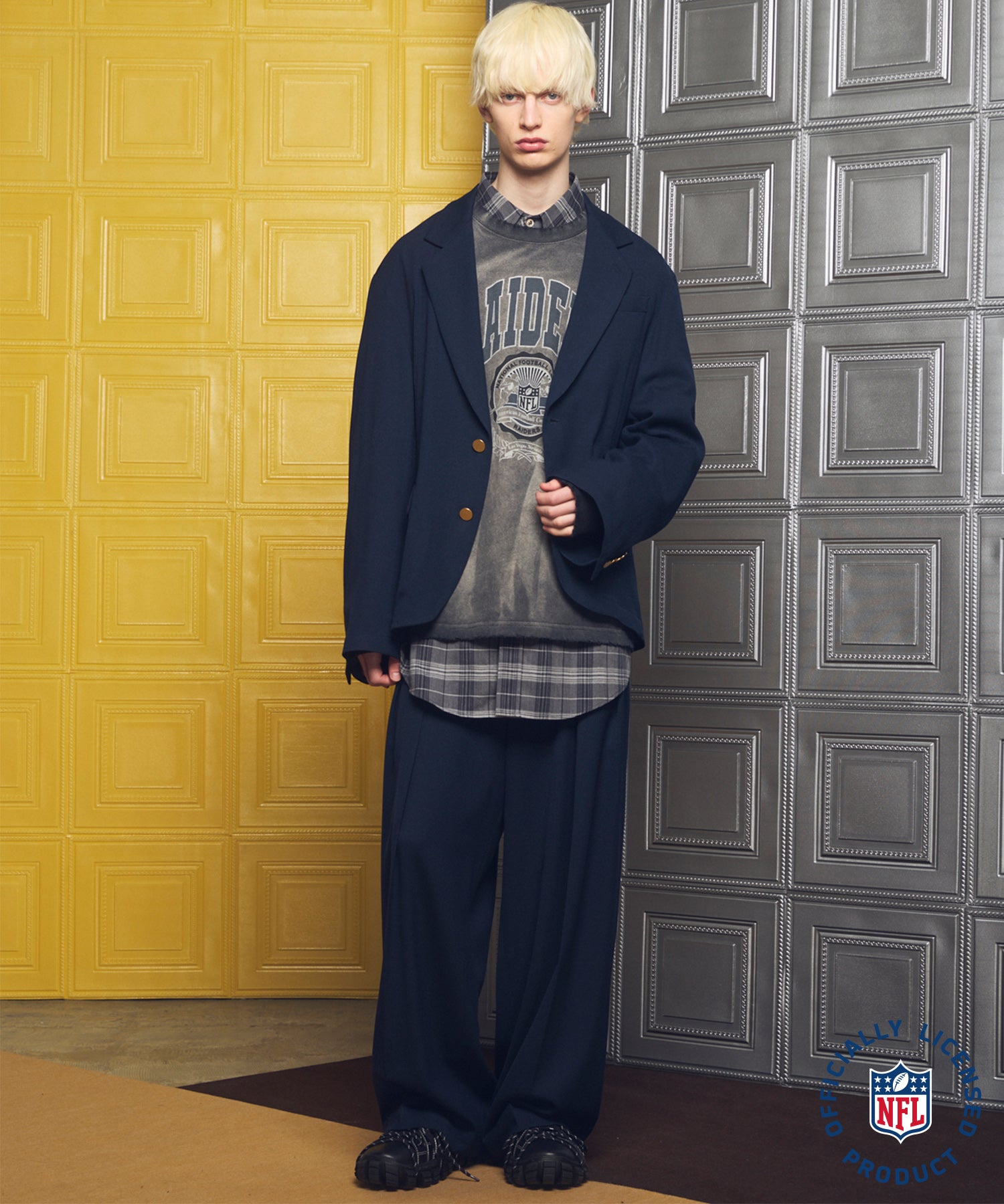 4 Colors Chambray Washable Wool Peaked Lapel Double Breasted Jacket