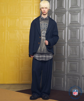 4 Colors Chambray Washable Wool Peaked Lapel Double Breasted Jacket