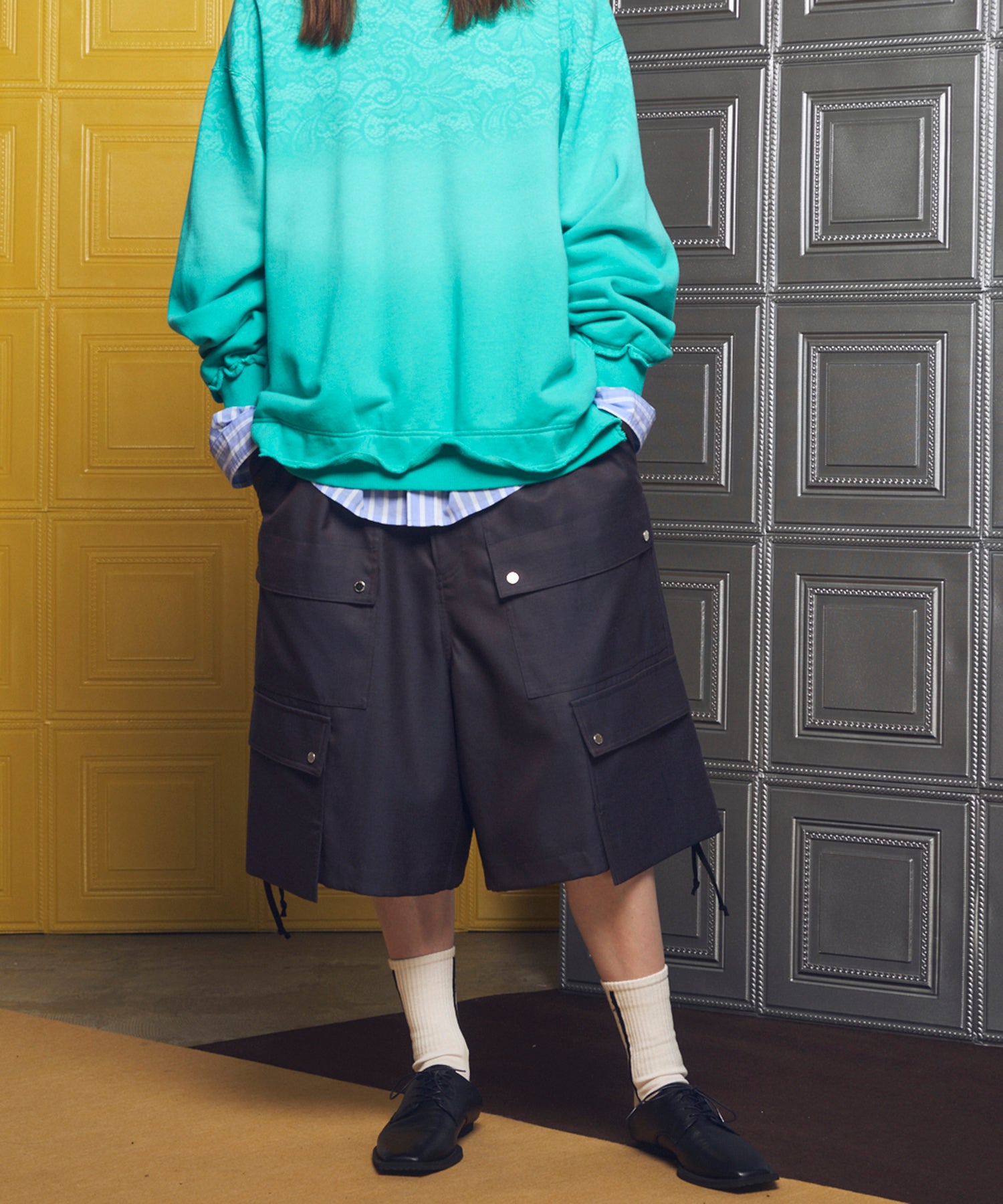 [26SS 预购] 4 色青年布可水洗羊毛 Prime 宽幅工装短裤