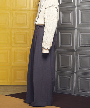 【26SS PRE-ORDER】Mix Linen One-tuck Prime-Wide Baggy Slacks