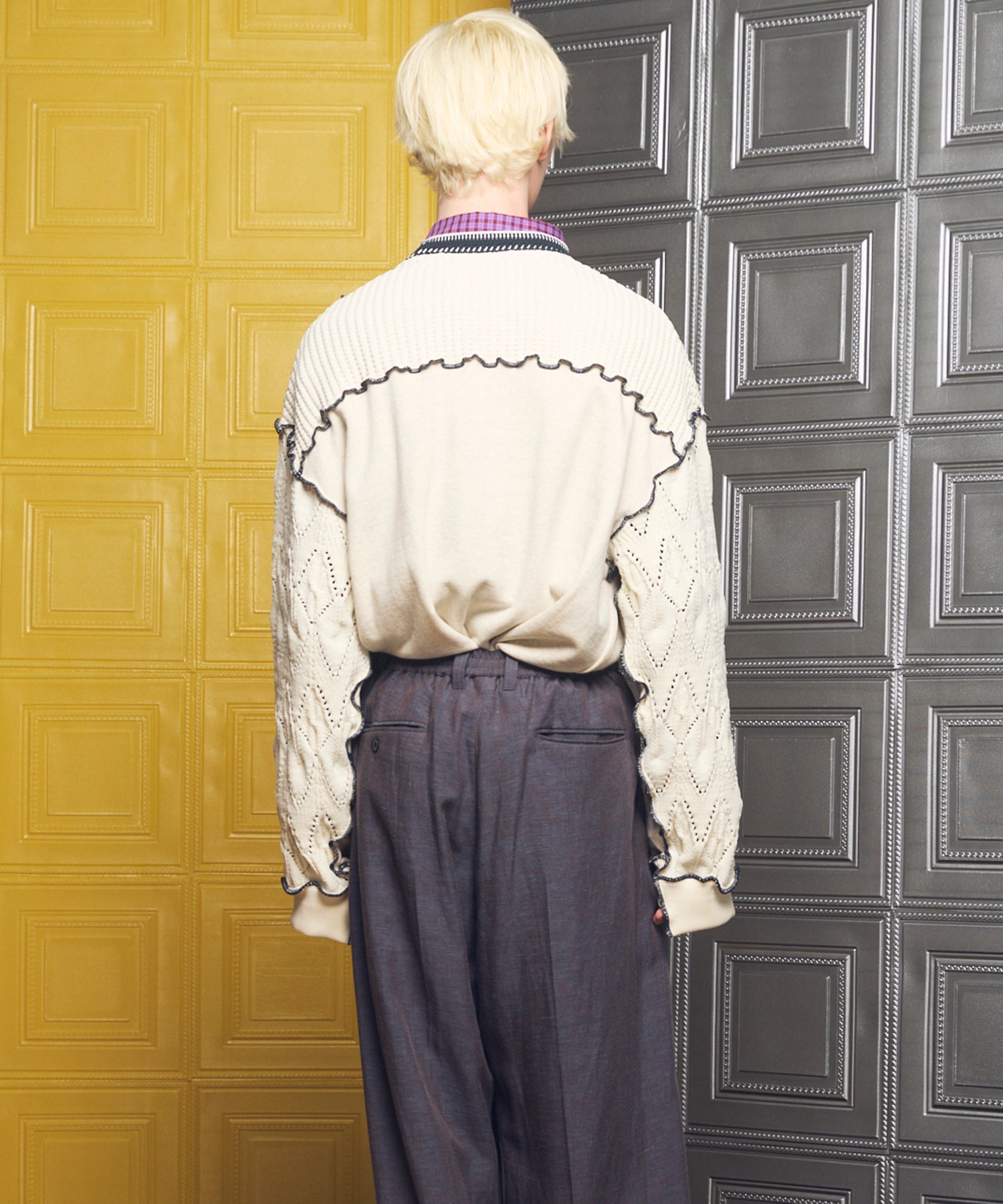 4 Colors Chambray Washable Wool Peaked Lapel Double Breasted Jacket