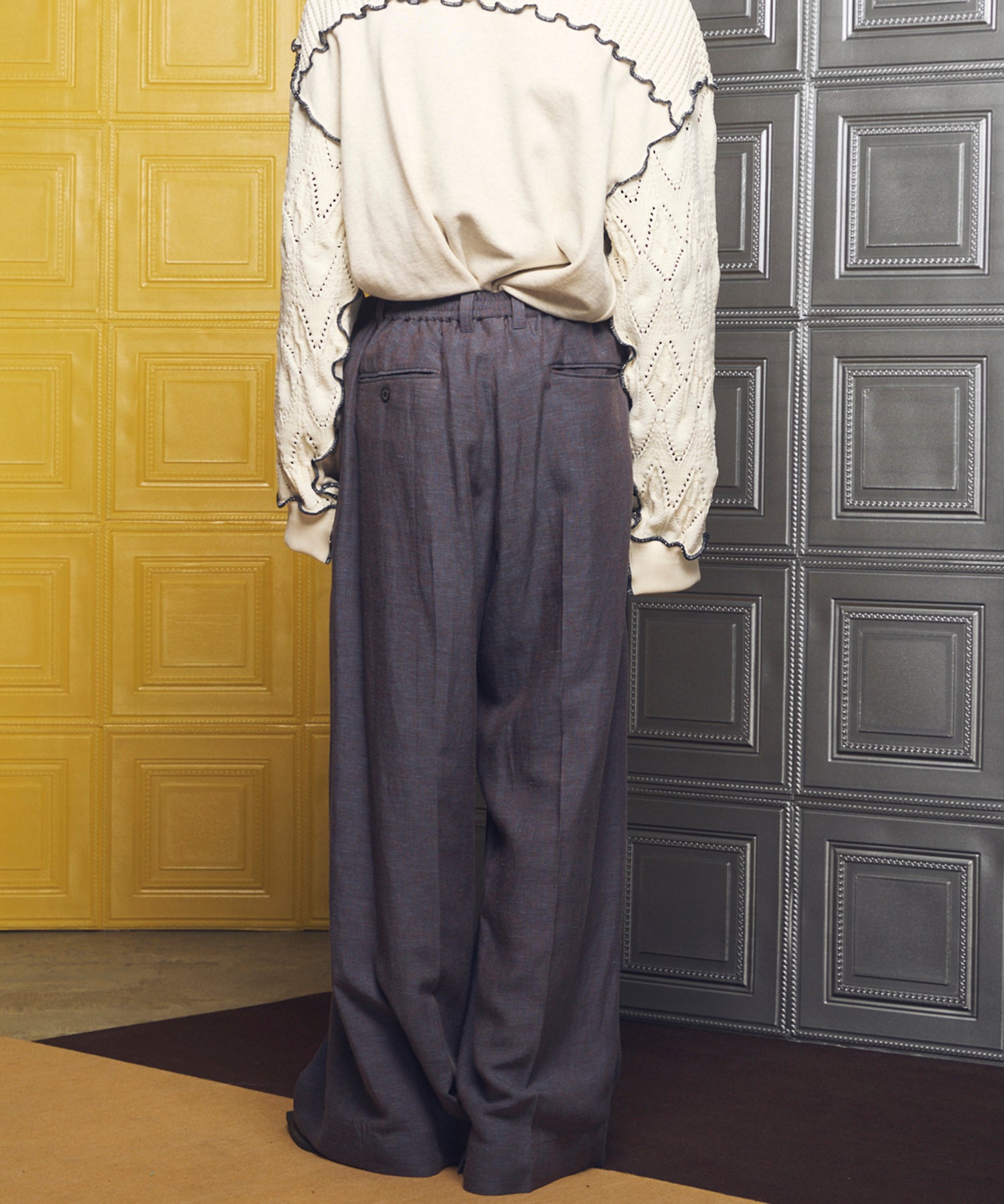 【26SS PRE-ORDER】Mix Linen One-tuck Prime-Wide Baggy Slacks