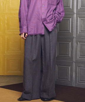 【26SS PRE-ORDER】Mix Linen One-tuck Prime-Wide Baggy Slacks