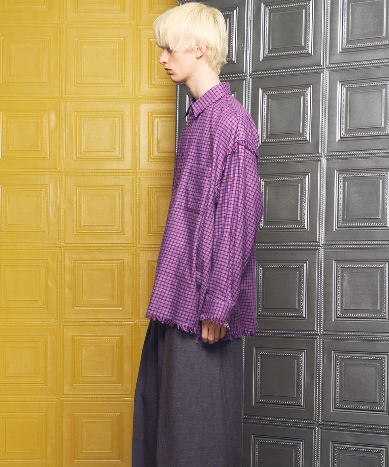 Italian Dead Stock Fabric Prime-Over Regular Collar Heavy-Weight Flannel Shirt Blouson