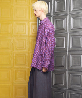 Italian Dead Stock Fabric Prime-Over Regular Collar Heavy-Weight Flannel Shirt Blouson