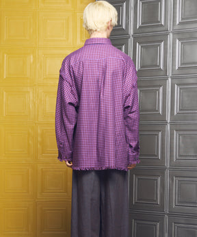 Italian Dead Stock Fabric Prime-Over Regular Collar Heavy-Weight Flannel Shirt Blouson