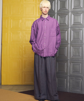 Italian Dead Stock Fabric Prime-Over Regular Collar Heavy-Weight Flannel Shirt Blouson