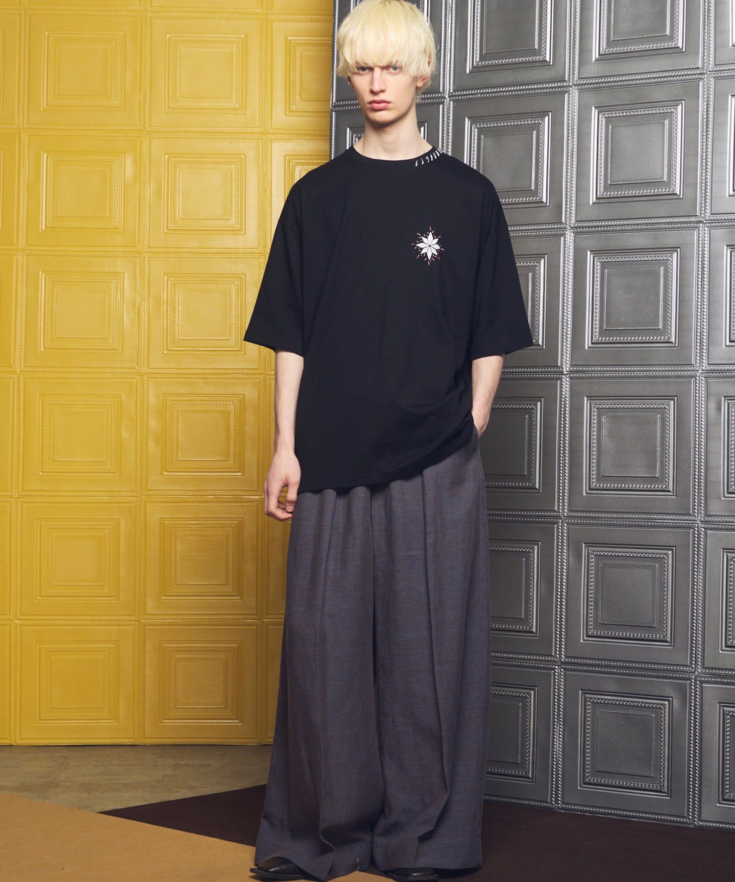 【26SS PRE-ORDER】Mix Linen One-tuck Prime-Wide Baggy Slacks