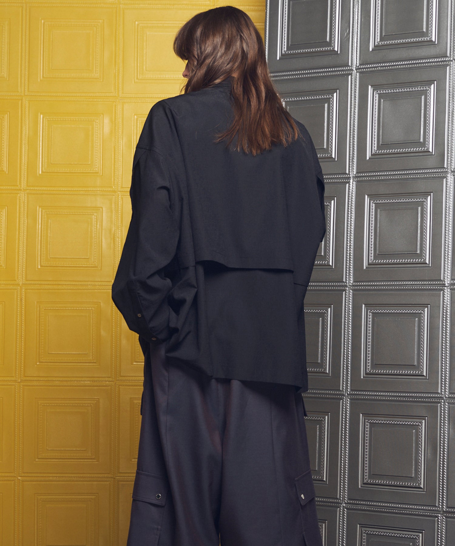 4 Colors Chambray Washable Wool Peaked Lapel Double Breasted Jacket