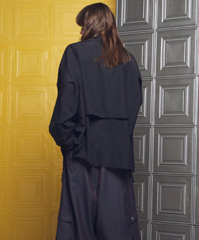 4 Colors Chambray Washable Wool Peaked Lapel Double Breasted Jacket