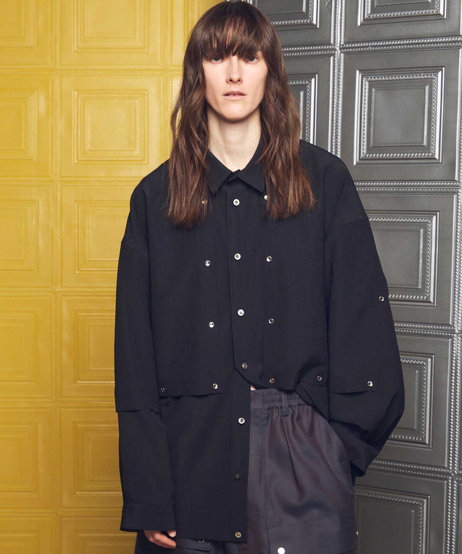 4 Colors Chambray Washable Wool Peaked Lapel Double Breasted Jacket