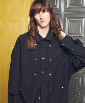 4 Colors Chambray Washable Wool Peaked Lapel Double Breasted Jacket