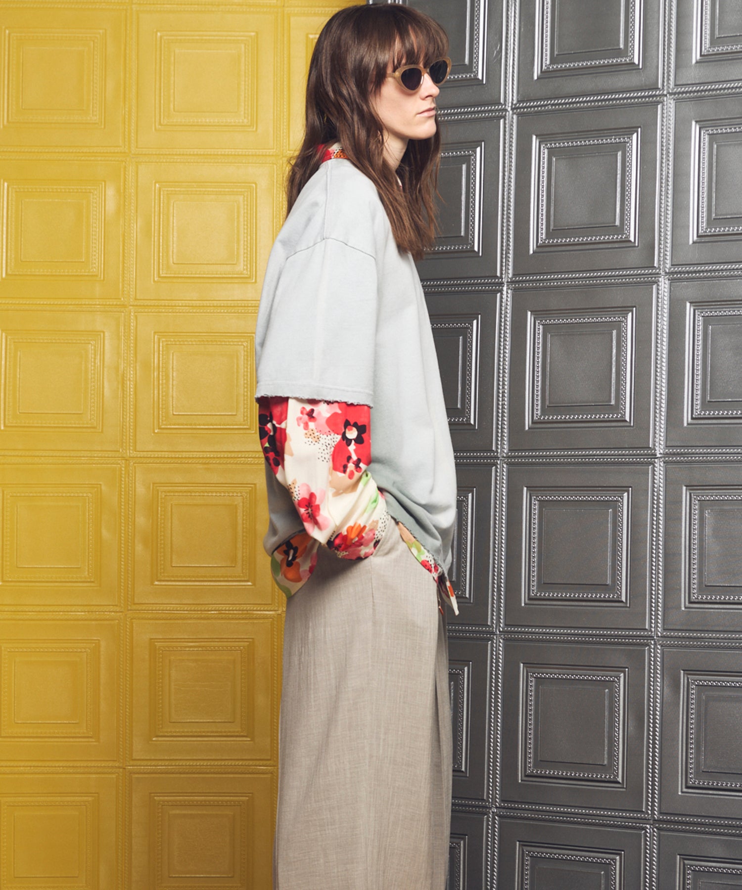 【26ss PRE-ORDER】Flower Patchwork Vintage Like Prime-Over Sweat Zip Hoodie