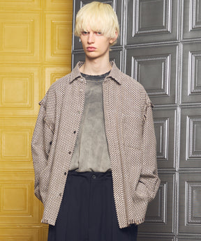 Italian Dead Stock Fabric Prime-Over Regular Collar Heavy-Weight Flannel Shirt Blouson