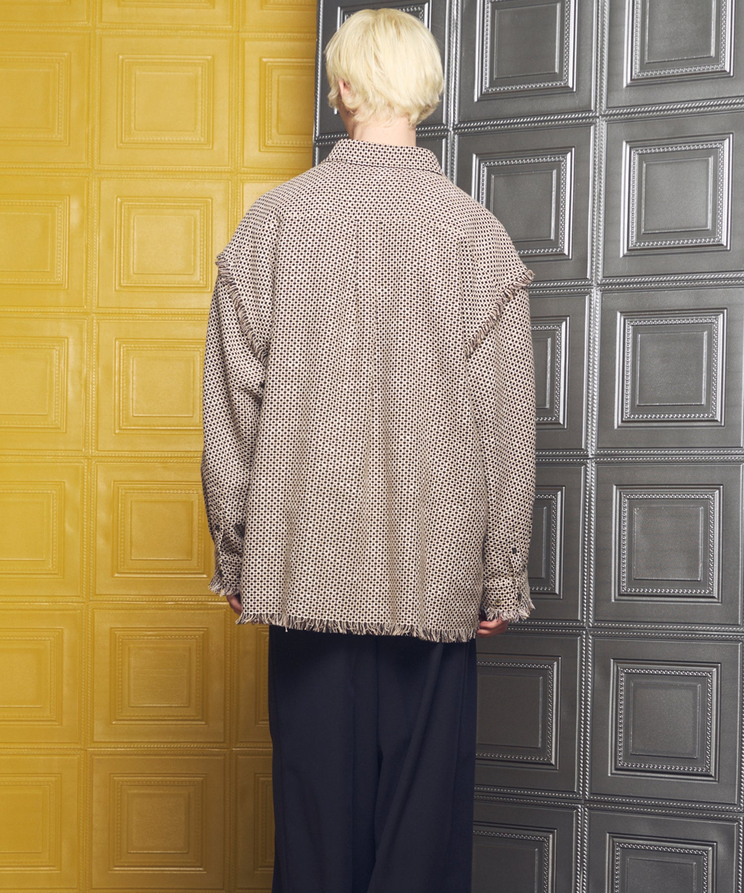 Italian Dead Stock Fabric Prime-Over Regular Collar Heavy-Weight Flannel Shirt Blouson