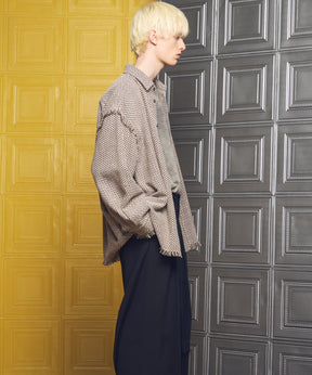 Italian Dead Stock Fabric Prime-Over Regular Collar Heavy-Weight Flannel Shirt Blouson