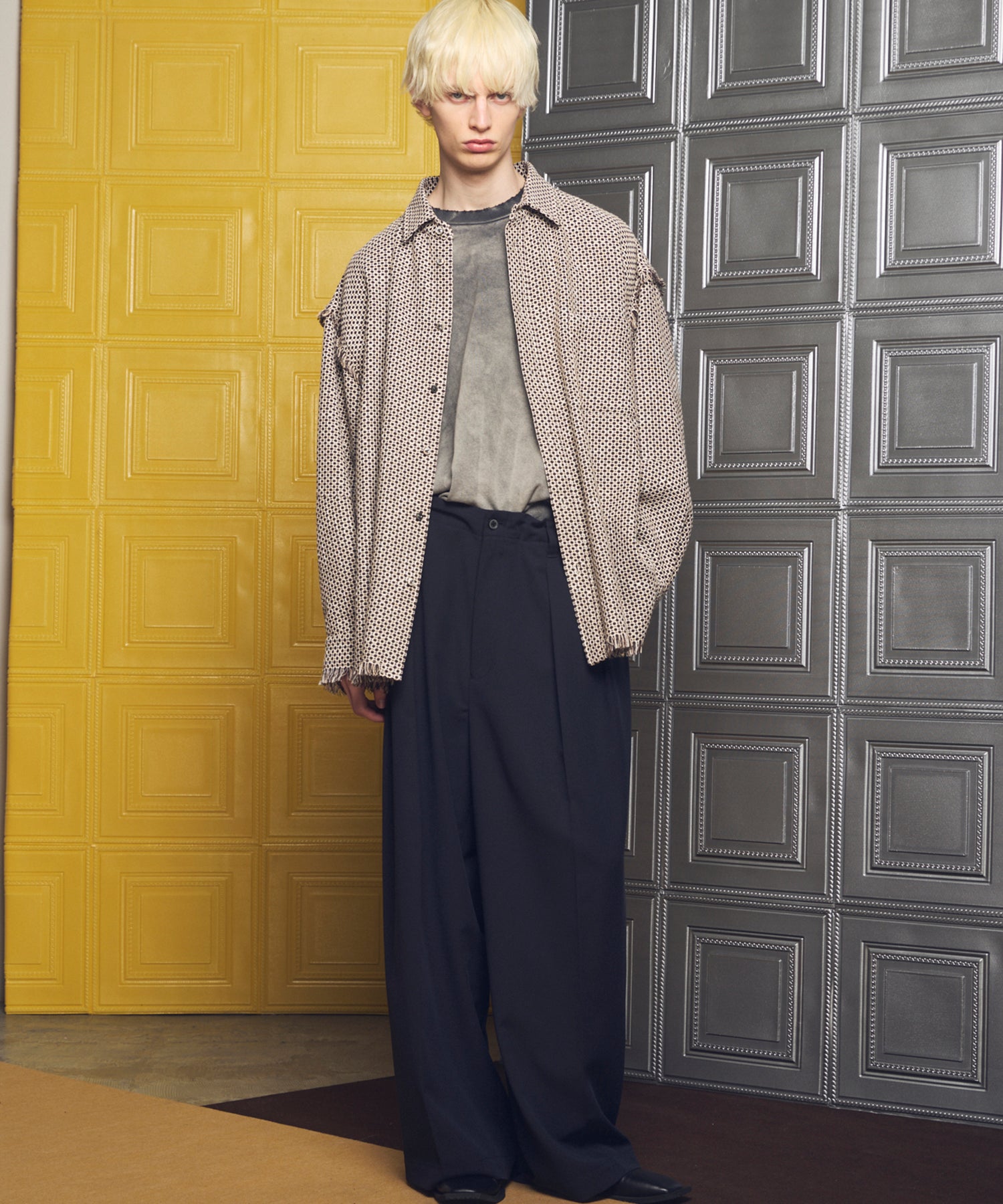 Italian Dead Stock Fabric Prime-Over Regular Collar Heavy-Weight Flannel Shirt Blouson