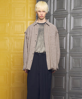 Italian Dead Stock Fabric Prime-Over Regular Collar Heavy-Weight Flannel Shirt Blouson