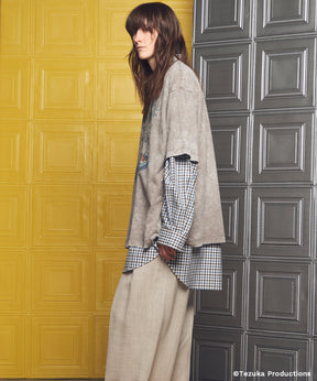 4 Colors Chambray Washable Wool Peaked Lapel Double Breasted Jacket