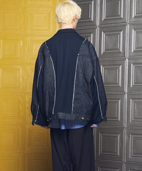 4种颜色Chambray可洗羊毛峰峰双胸夹克