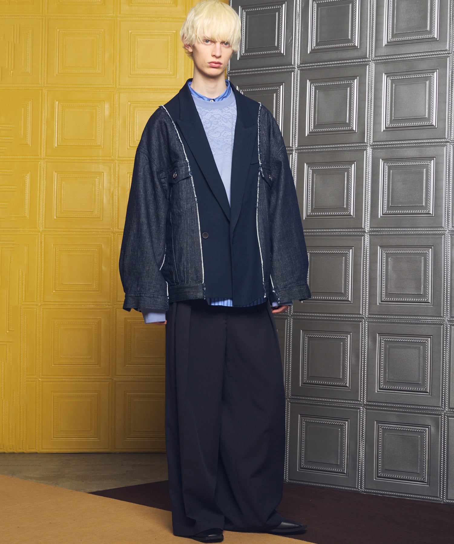 【26SS PRE-ORDER】Crispy Cross Calze Two-tuck Prime-Wide Slacks