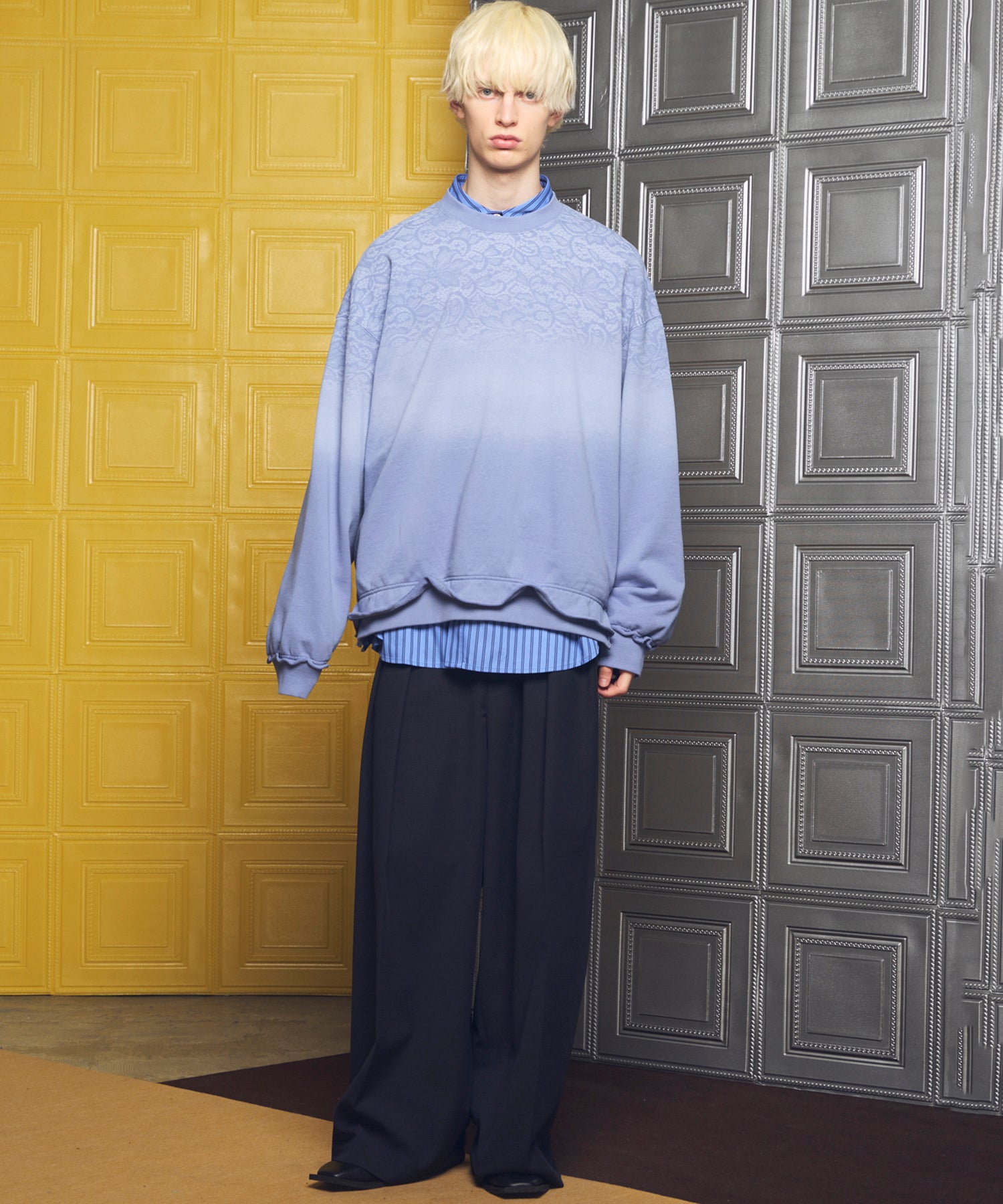 【26SS PRE-ORDER】Crispy Cross Calze Two-tuck Prime-Wide Slacks